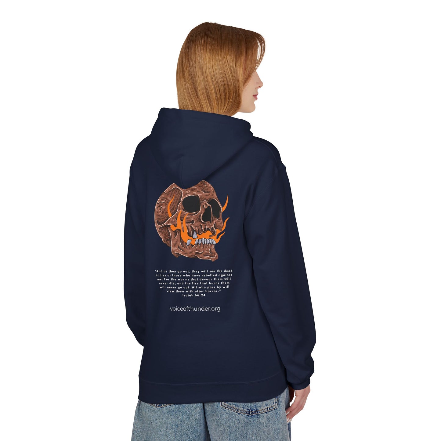 Isaiah 66:24 Skull & Flame Christian Hoodie – Uncompromising Biblical Truth