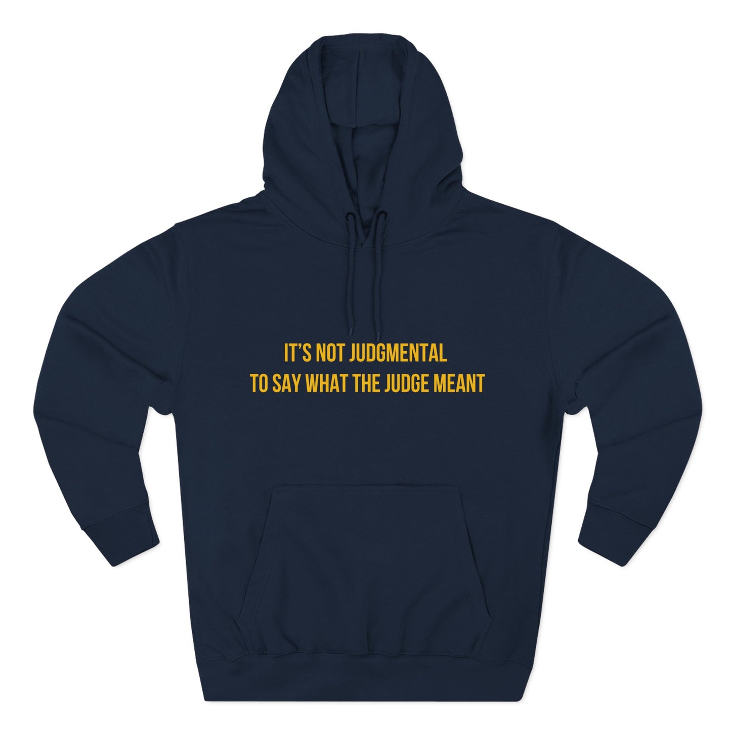 Black hoodie with bold text “It’s not judgmental to say what the Judge meant” on front and “EXPOSE IT. Ephesians 5:11” on back