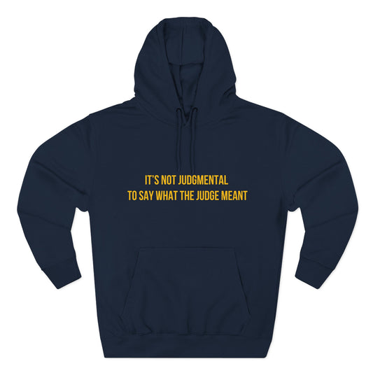 Black hoodie with bold text “It’s not judgmental to say what the Judge meant” on front and “EXPOSE IT. Ephesians 5:11” on back
