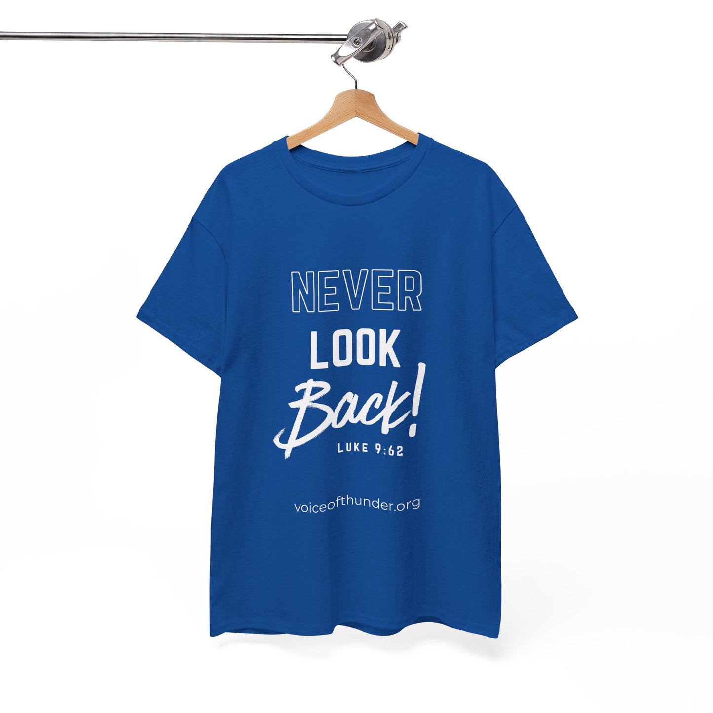 Never Look Back – Luke 9:62 Christian T-Shirt | Bold Scripture Design