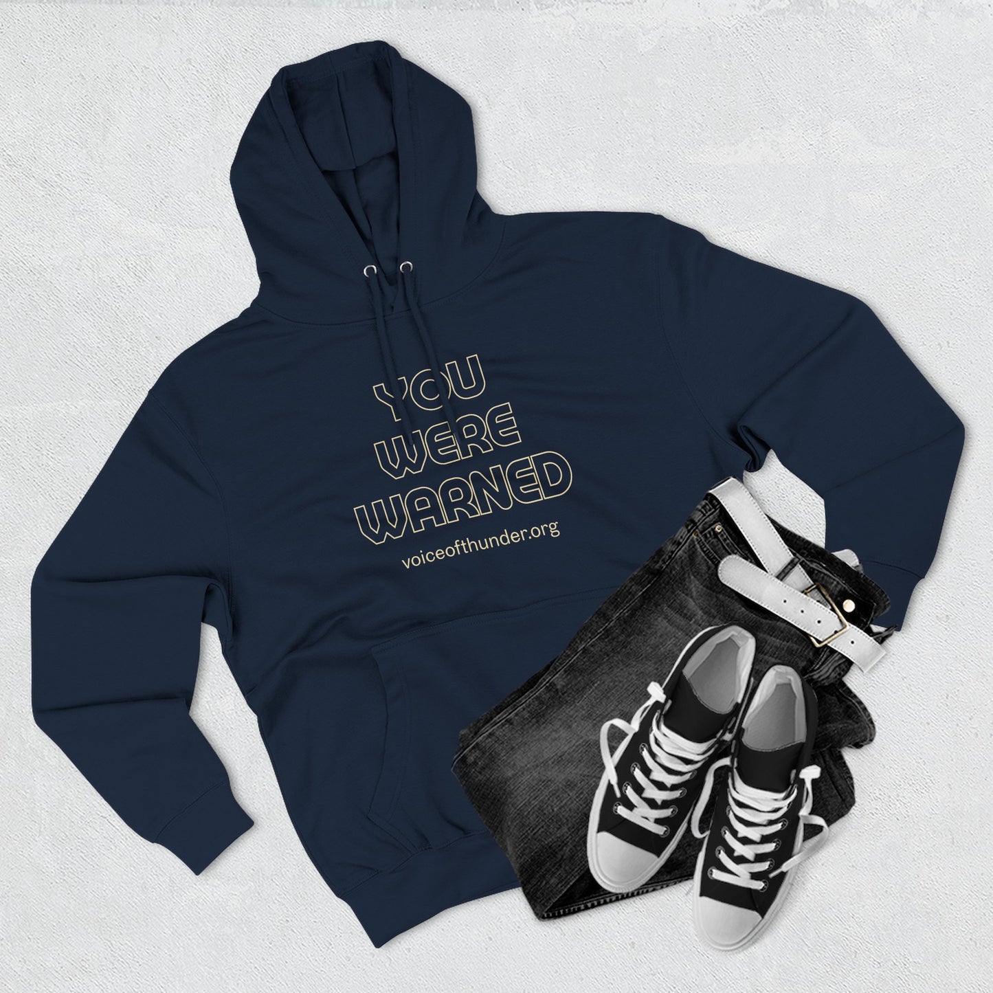 You Were Warned Hoodie — 'voiceofthunder.org' Fleece Pullover