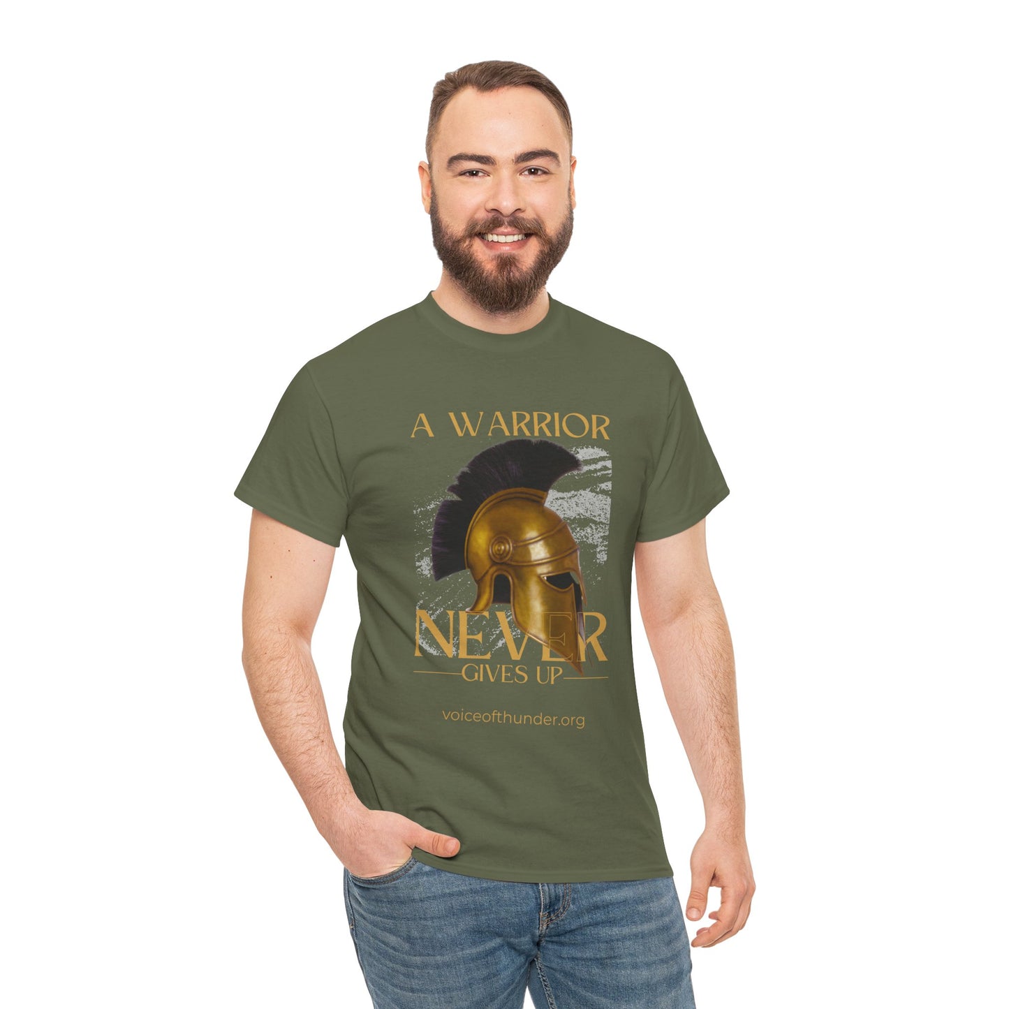 A Warrior Never Gives Up – Christian T-Shirt | Bold Faith Statement