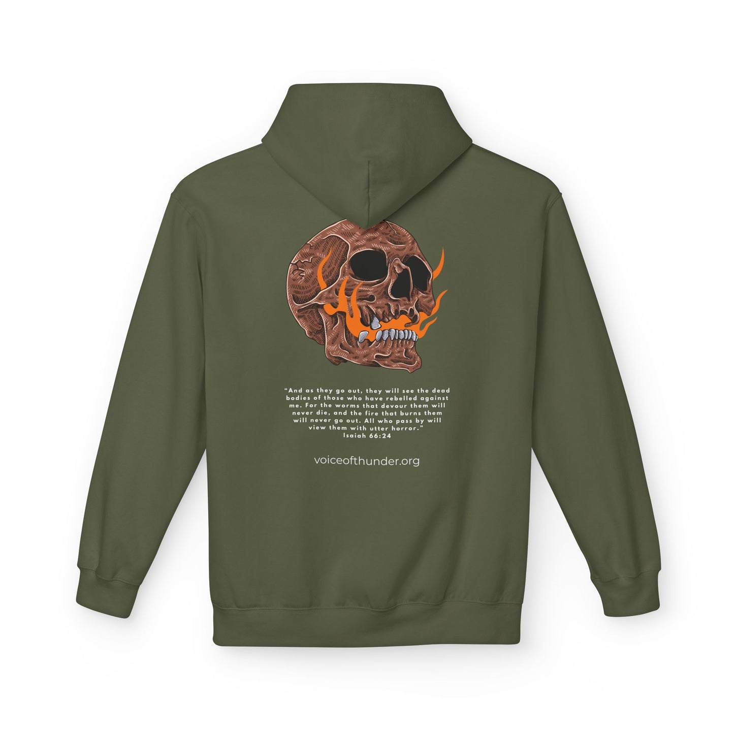 Isaiah 66:24 Skull & Flame Christian Hoodie – Uncompromising Biblical Truth