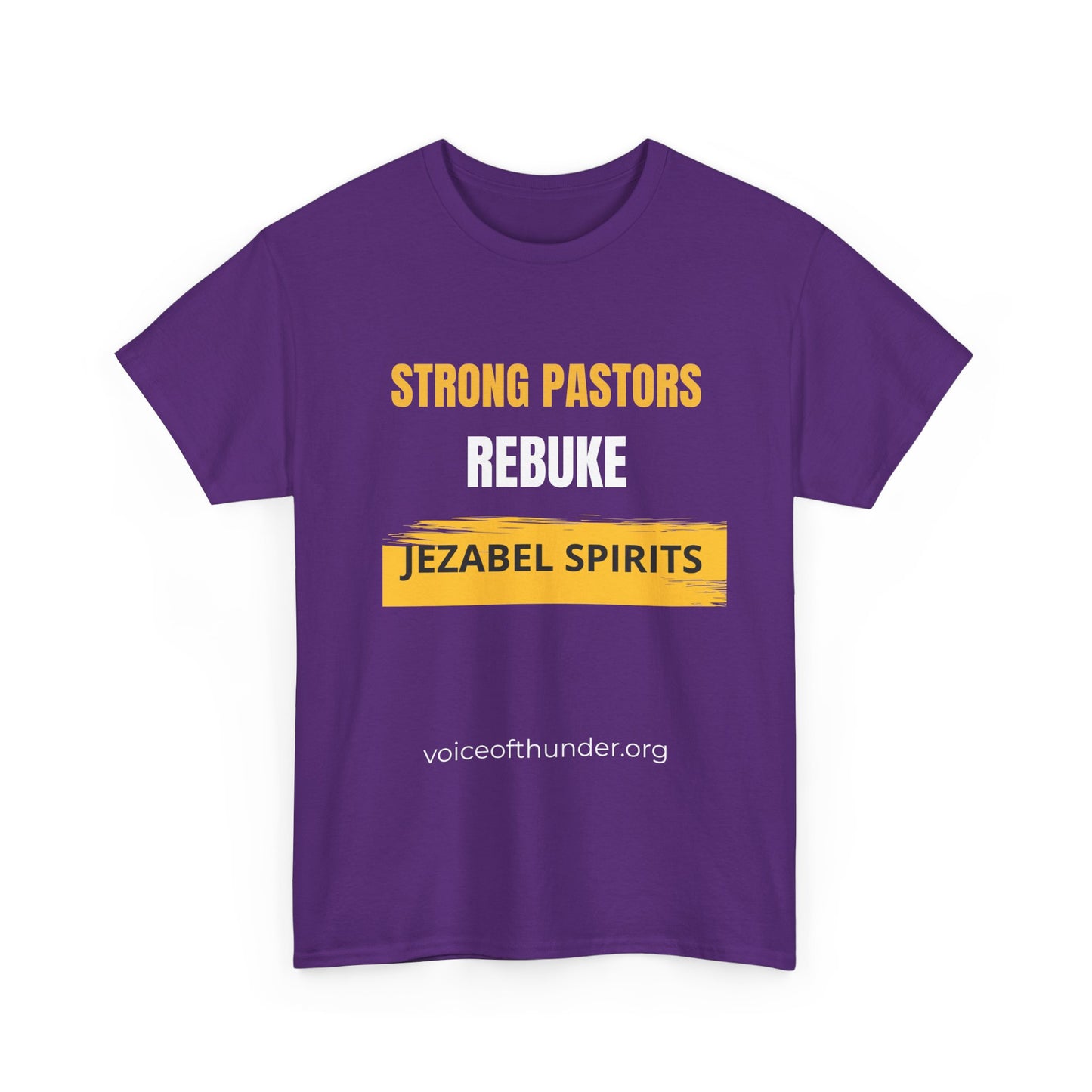 Strong Pastors Rebuke Jezabel Spirits Christian t-shirt with bold front-print design
