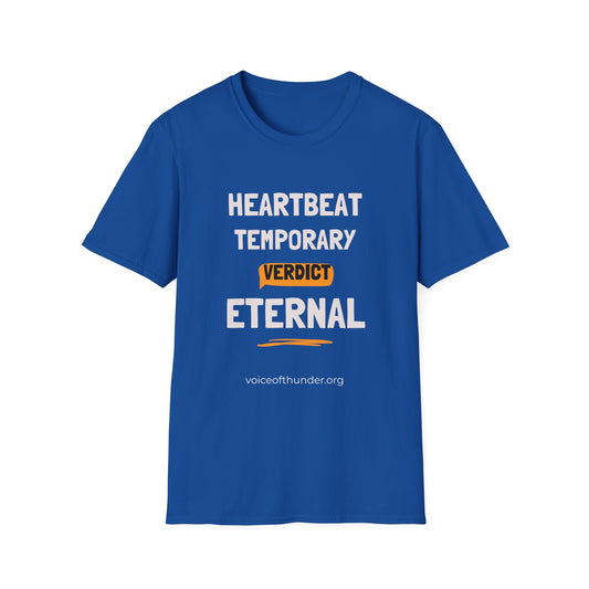 Heartbeat Temporary, Verdict Eternal Christian t-shirt with bold back-print design
