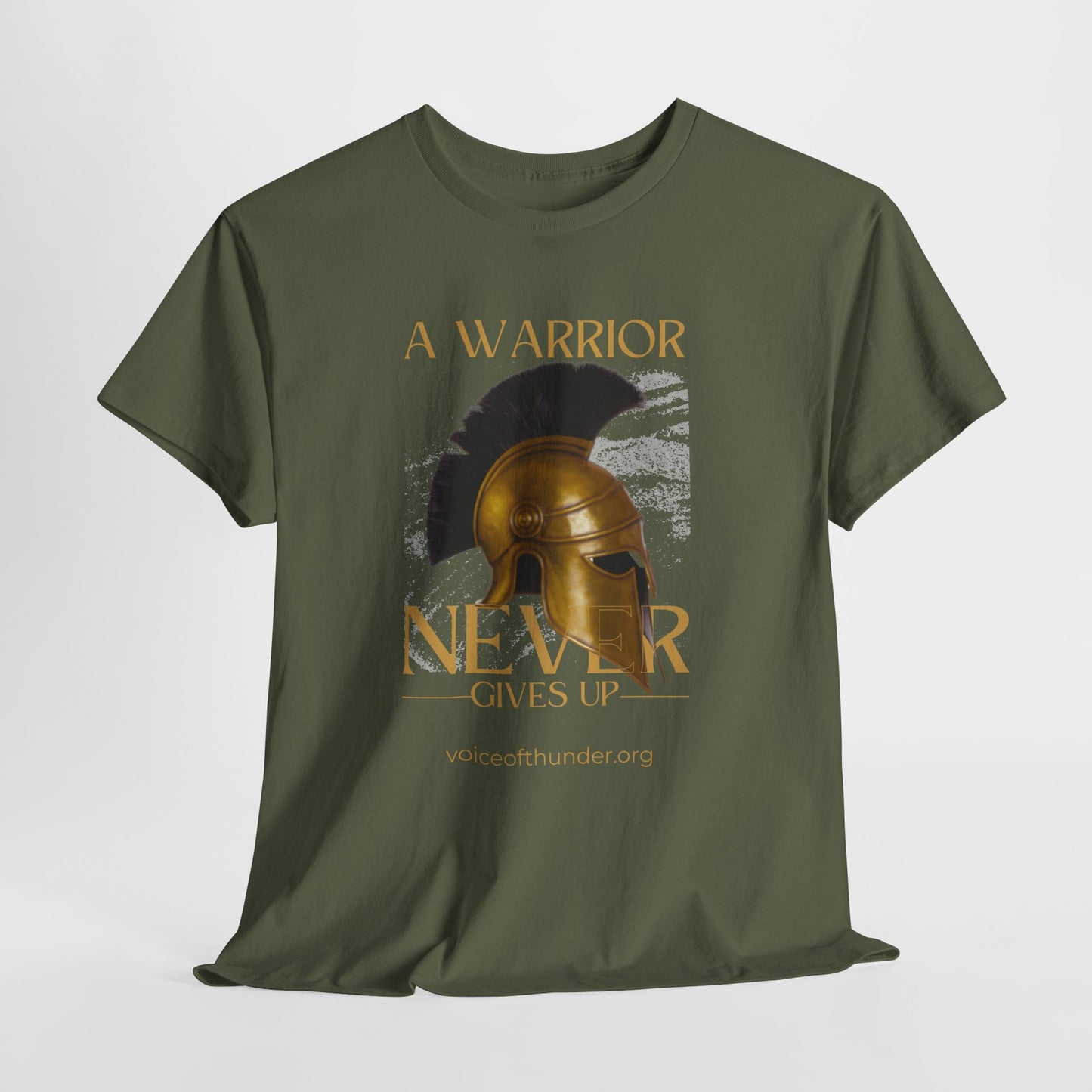 A Warrior Never Gives Up – Christian T-Shirt | Bold Faith Statement