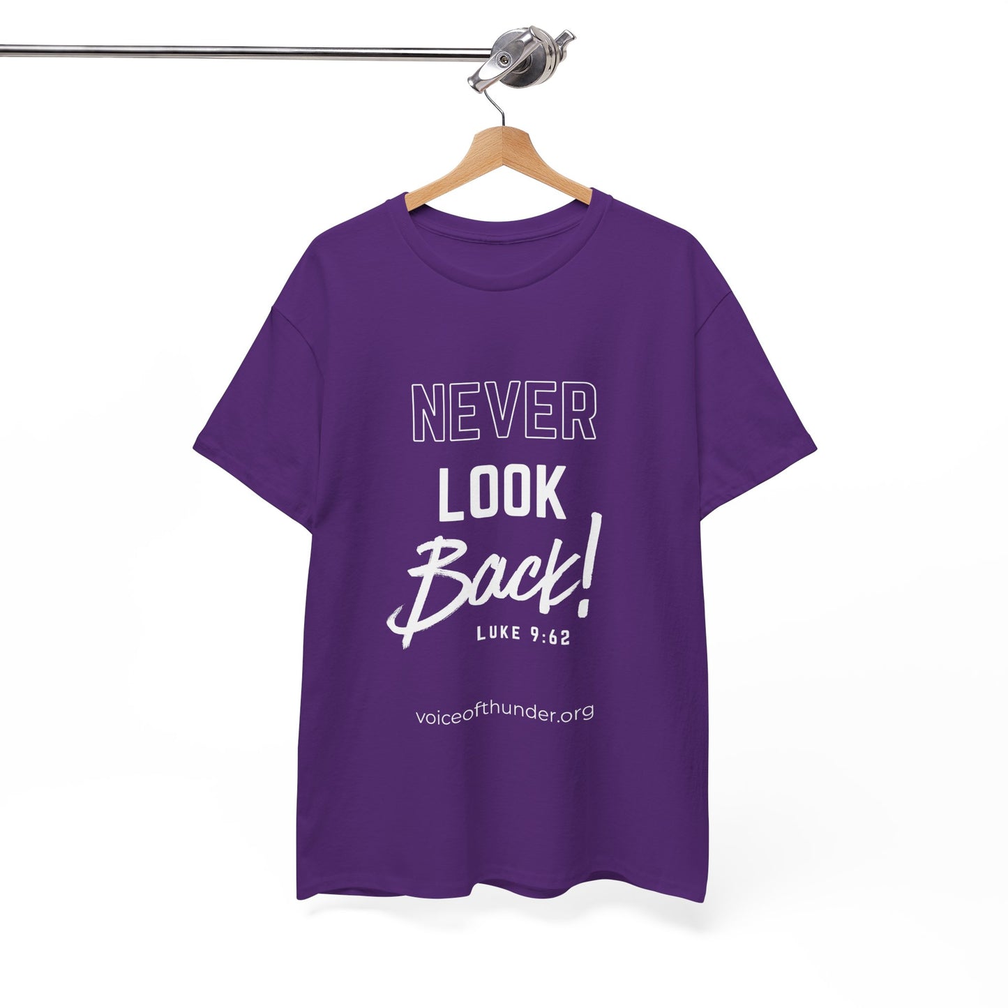 Never Look Back – Luke 9:62 Christian T-Shirt | Bold Scripture Design