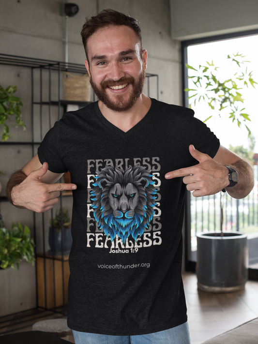 Fearless Joshua 1:9 Christian t-shirt with bold back-print design
