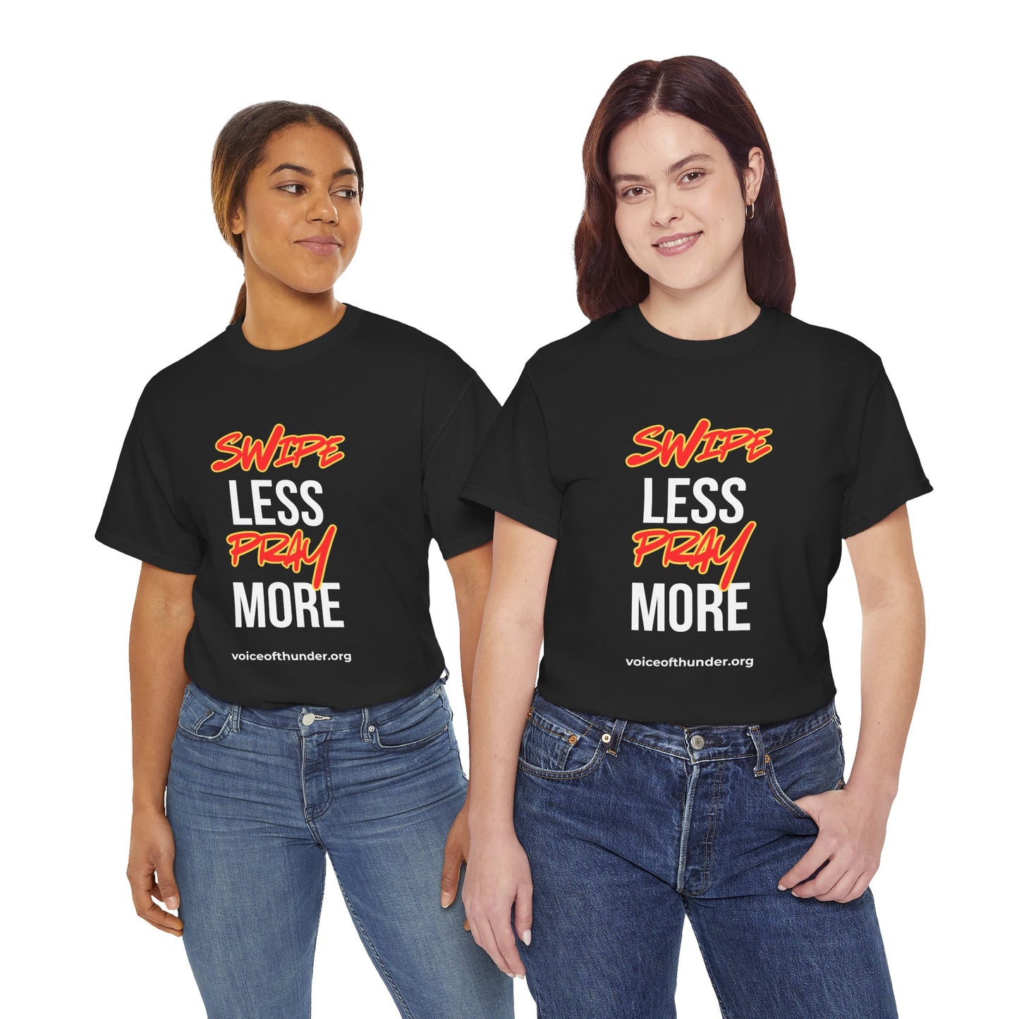 Swipe Less Pray More – Christian T-Shirt | Bold Faith Statement