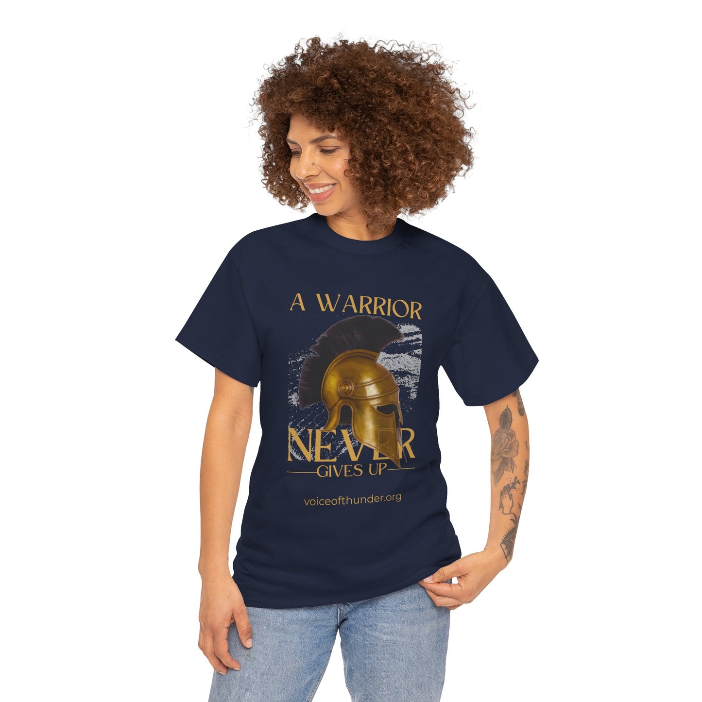 A Warrior Never Gives Up – Christian T-Shirt | Bold Faith Statement