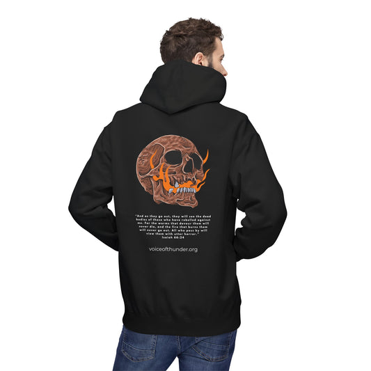 Isaiah 66:24 Skull & Flame Christian Hoodie – Uncompromising Biblical Truth