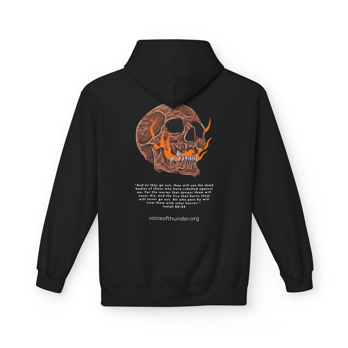 Isaiah 66:24 Skull & Flame Christian Hoodie – Uncompromising Biblical Truth
