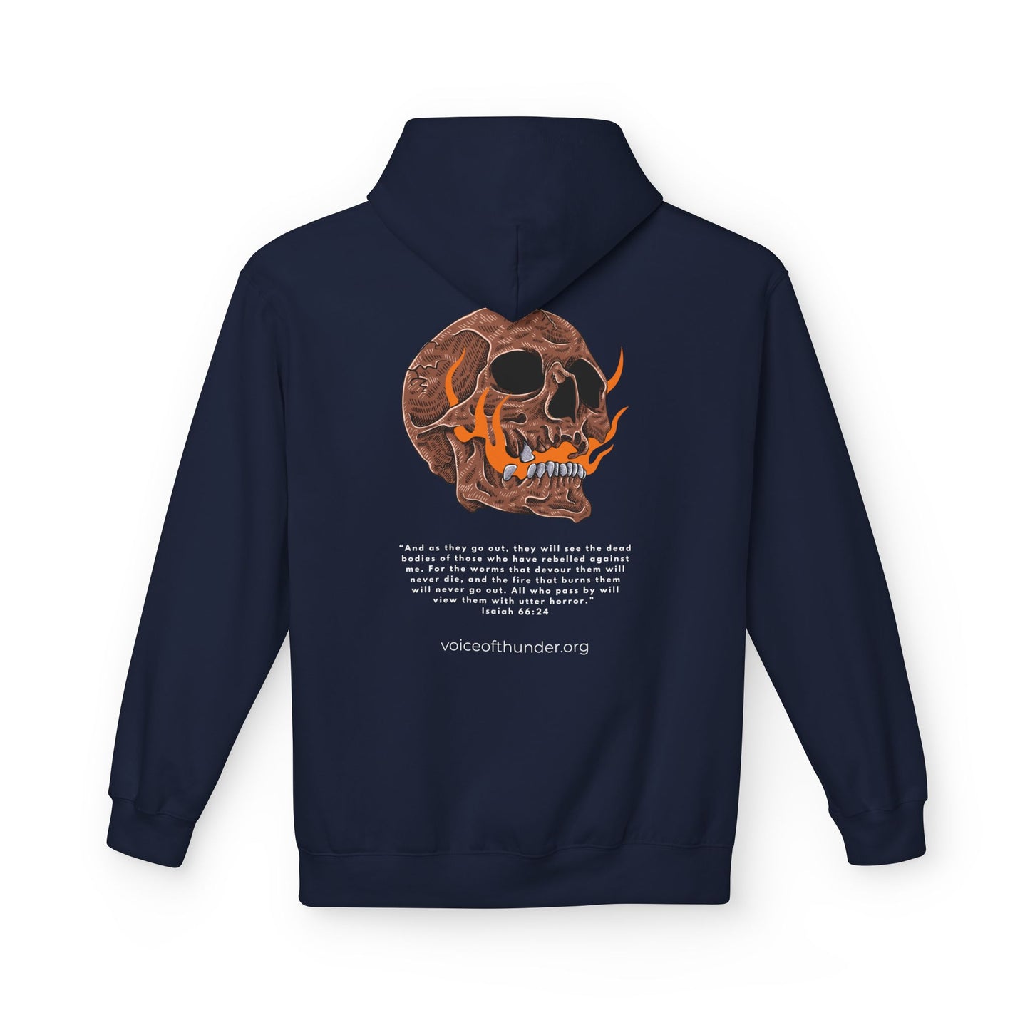 Isaiah 66:24 Skull & Flame Christian Hoodie – Uncompromising Biblical Truth