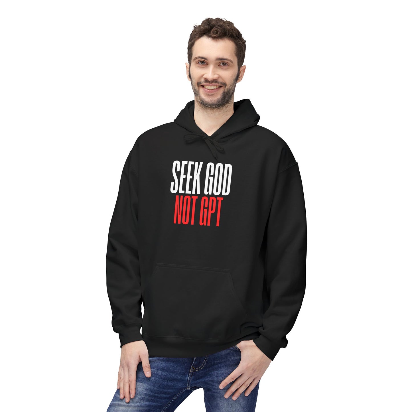 Seek God Not GPT – Christian Hoodie | Bold Faith Statement