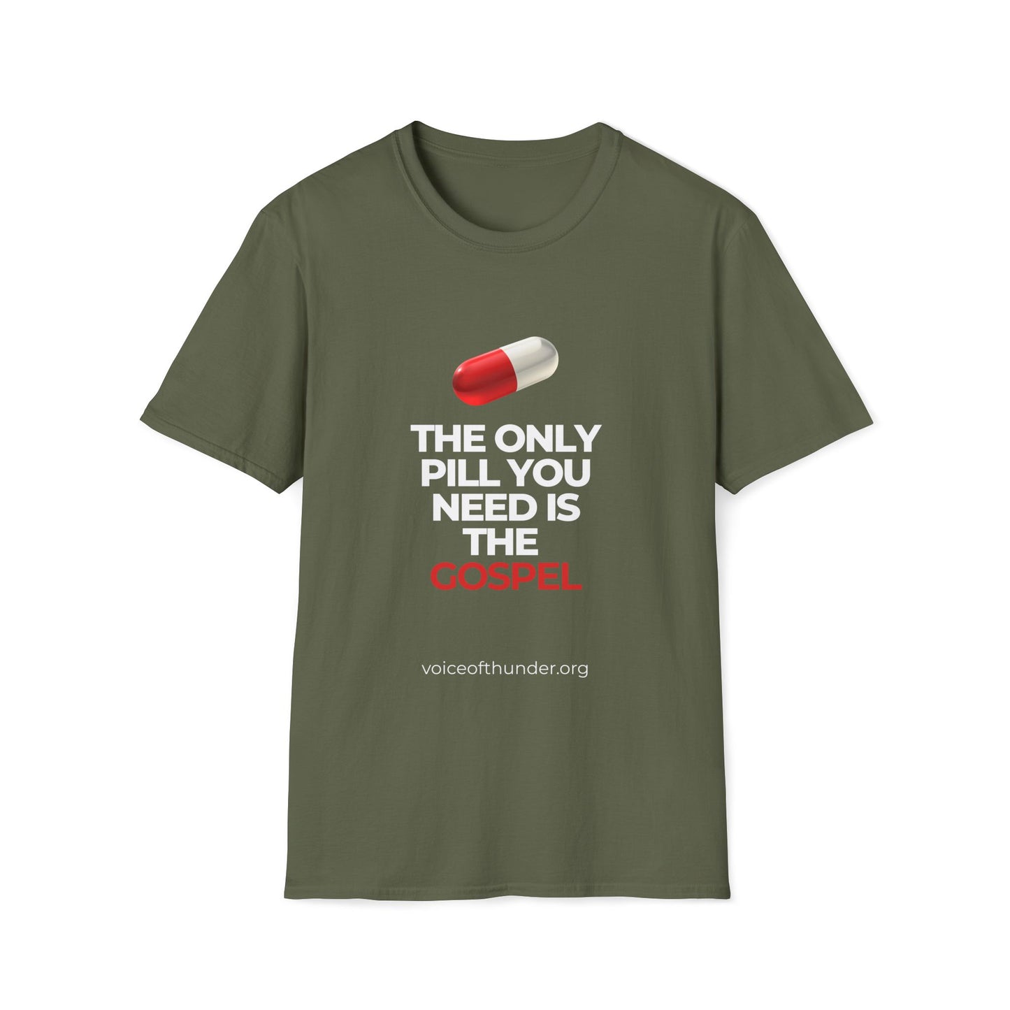 The Only Pill You Need Is the Gospel – Christian T-Shirt | Bold Faith Statement